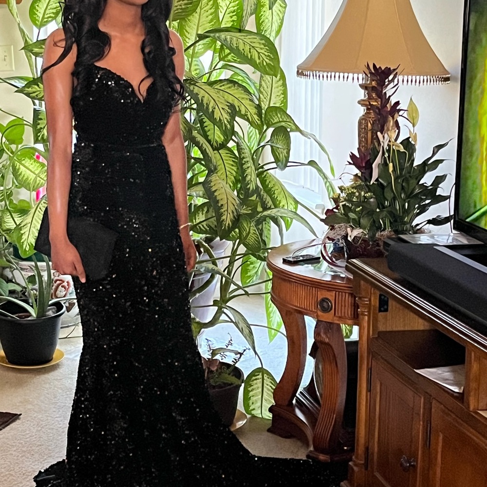 Black Gown regular $800 from Europe. Only worn one time. No rips or tears.